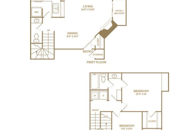 2 beds, 1.5 baths, 929 sqft, $1,450
