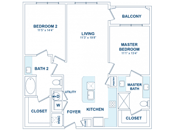 2 beds, 2 baths, 1,078 sqft, $1,690