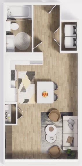 Studio, 1 bath, 504 sqft, $1,000
