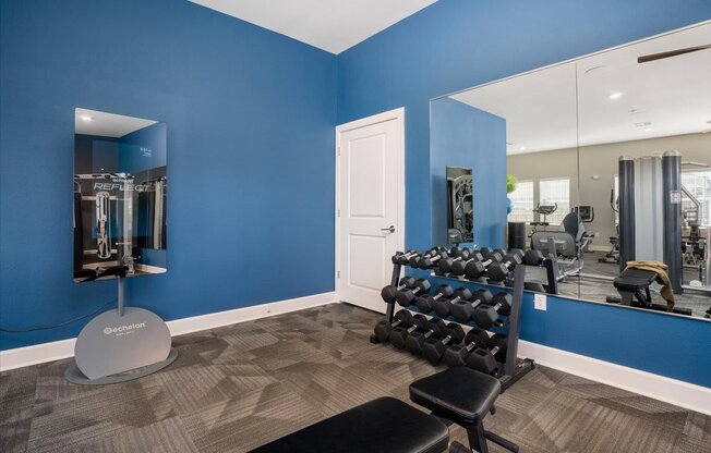the gym at Aurora apartments