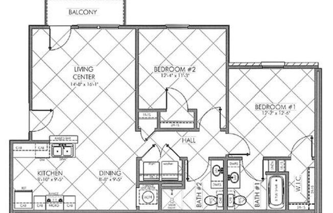 2 beds, 2 baths, 1,033 sqft, $1,250, Unit 6 - 631