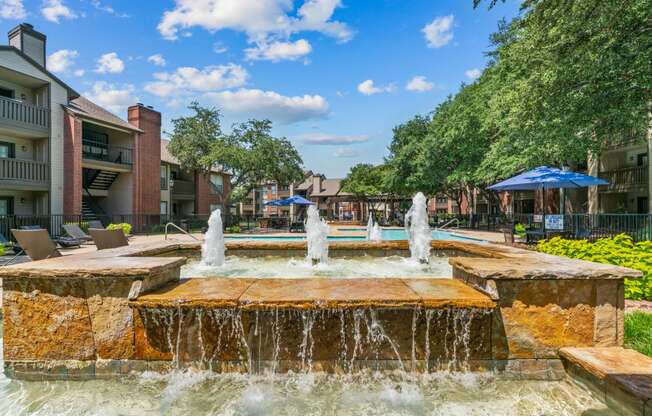 our apartments offer a clubhouse with a fountain