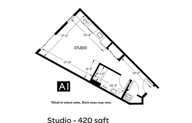 Studio, 1 bath, 420 sqft, $1,795, Unit 323 - MFTE 115%
