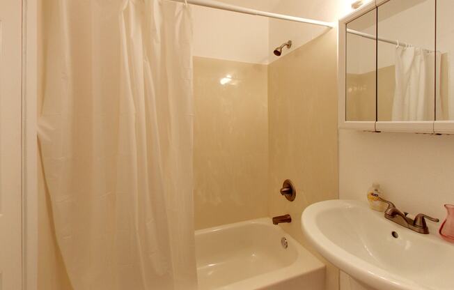 The Post Apartments bathroom will full tub and shower at THE POST Apartments, California