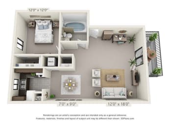 1 bed, 1 bath, 675 sqft, $825