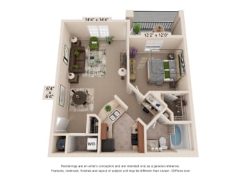 1 bed, 1 bath, 741 sqft, $1,307