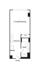 Studio, 1 bath, 496 sqft, $1,367