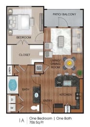 1 bed, 1 bath, 706 sqft, $1,106