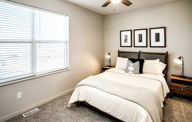 Two and three bedroom townhomes featuring golf course views, fill-size washer and dryer, stainless steel appliances, granite countertops, kitchen island, faux wood flooring and smart-home technology with keyless entry at Sandstone Villas in Omaha, NE