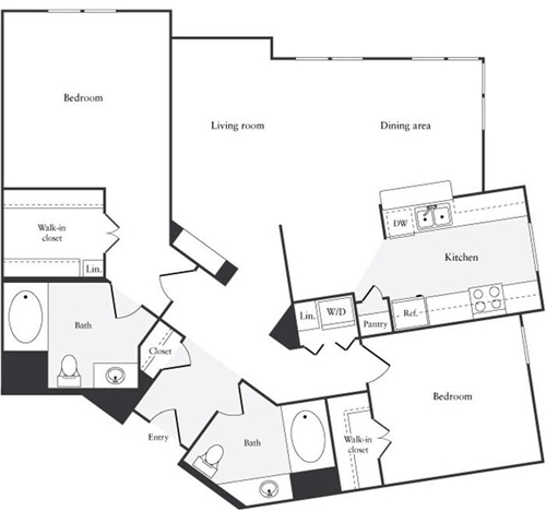 2 beds, 2 baths, 1,288 sqft, $4,144, Unit 2041