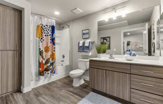 Bathroom at V on Broadway Apartments in Tempe AZ November 2020