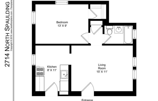 1 bed, 1 bath, 512 sqft, $1,795, Unit 2714-2II