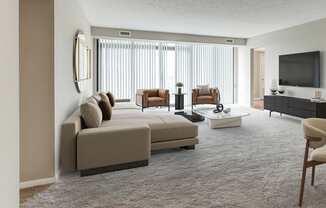 Living room and dining room