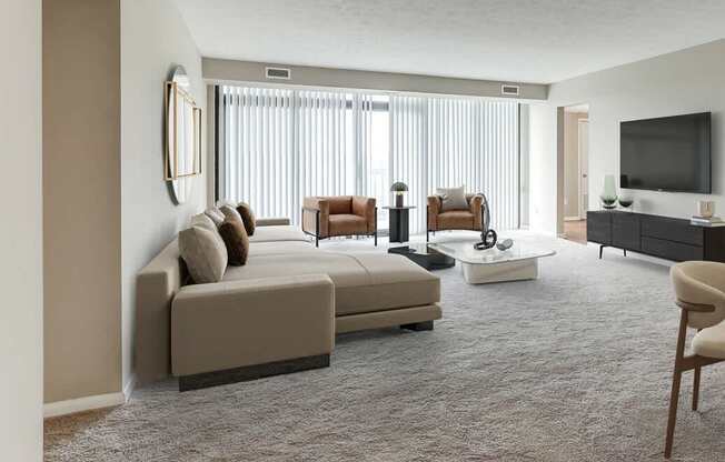 Living room and dining room