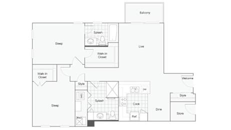 2 beds, 2 baths, 1,113 sqft, $1,913