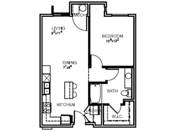 1 bed, 1 bath, 605 sqft, $1,773