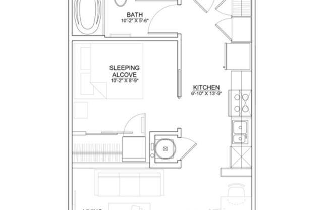 Studio, 1 bath, $957, Unit 5710-1E NE 80th Ter