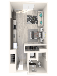Studio, 1 bath, 470 sqft, $2,185