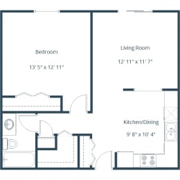 1 bed, 1 bath, 686 sqft, $745