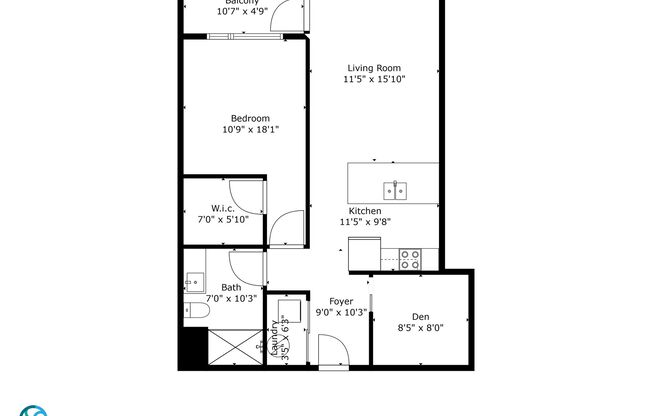 1 bed, 1 bath, 821 sqft, $1,750, Unit 616