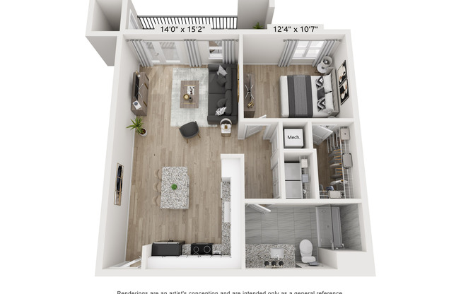 1 bed, 1 bath, 872 sqft, $1,845