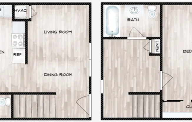 1 bed, 1.5 baths, 704 sqft, $925