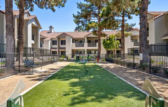 hideaway apartments offer a dog park with a playground