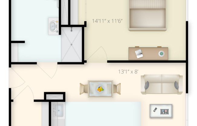 1 bed, 1 bath, 620 sqft, $2,395