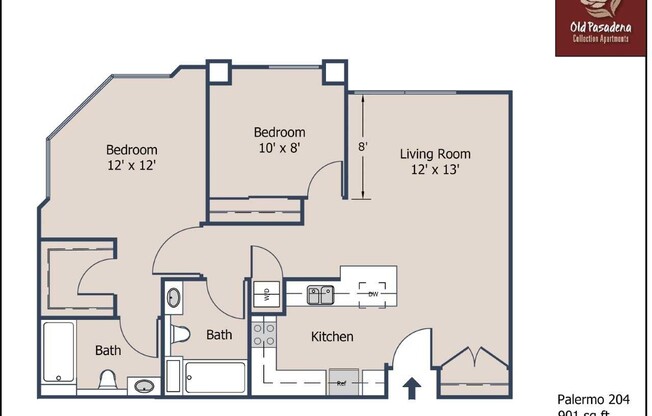 2 beds, 2 baths, 901 sqft, $3,695, Unit 204 P
