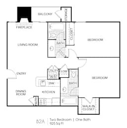 2 beds, 2 baths, 925 sqft, $1,420