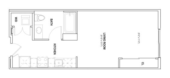 Studio, 1 bath, 514 sqft, $2,464