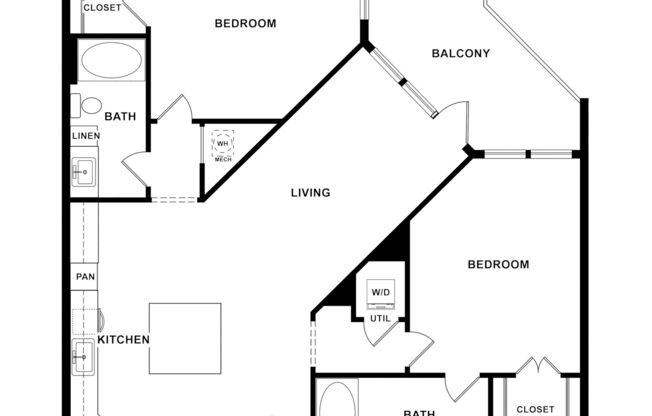 2 beds, 2 baths, 1,144 sqft, $1,960