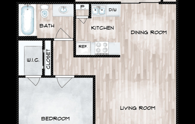 1 bed, 1 bath, 612 sqft, $2,375