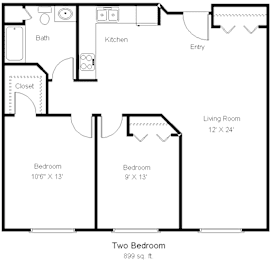 2 beds, 1 bath, 891 sqft, $1,475
