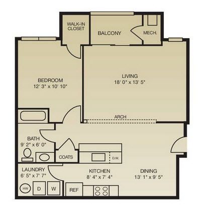 1 bed, 1 bath, 845 sqft, $1,699