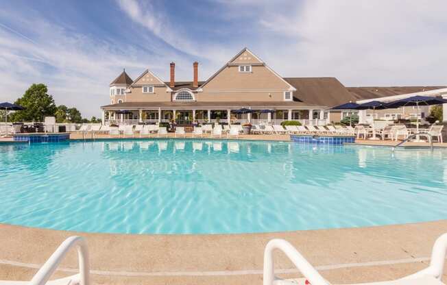 This is a photo of the pool area at Nantucket Apartments in Loveland, Ohio.