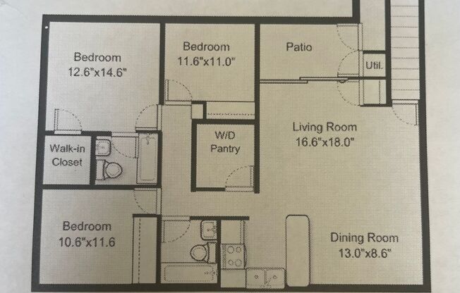 3 beds, 2 baths, 1,350 sqft, $1,650, Unit 4062 12