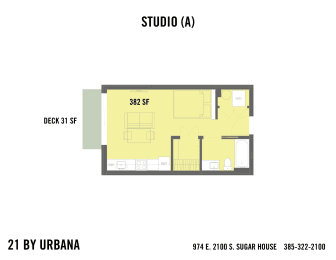 1 bed, 1 bath, 382 sqft, $1,500
