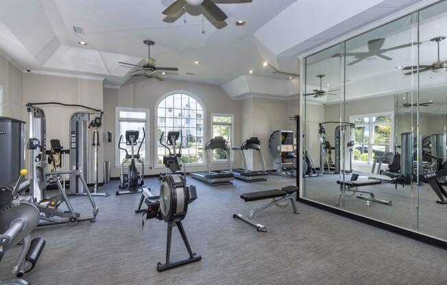 Fitness center at Whitehall Estate apartments in Charlotte NC