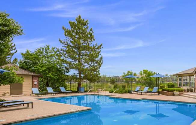 View of Swimming Pool at Greensview Apartments in Aurora, Colorado, CO