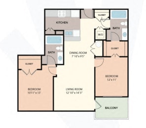 2 beds, 2 baths, 917 sqft, $3,345