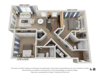 2 beds, 2 baths, 1,080 sqft, $1,561