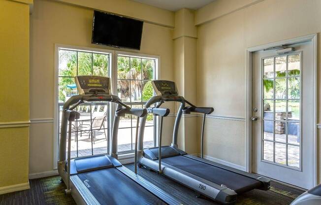 Treadmills in Community Fitness Center at Bay Crossings; South Tampa Apartments