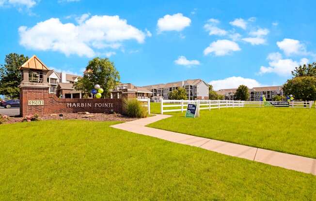 Harbin Pointe monument sign with beautiful view Apartments for rent Springdale AR