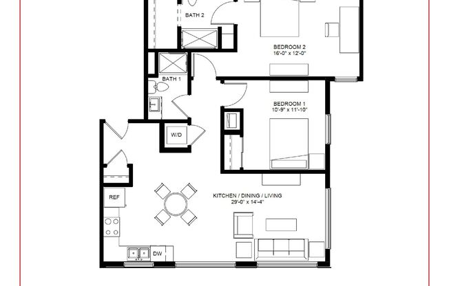 2 beds, 2 baths, 1,062 sqft, $1,735, Unit 233