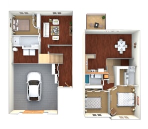 3d Townhome floorplan at The Pines Townhomes, North Dakota