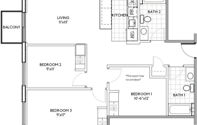 3 beds, 2 baths, 865 sqft, $3,259, Unit 1216-408