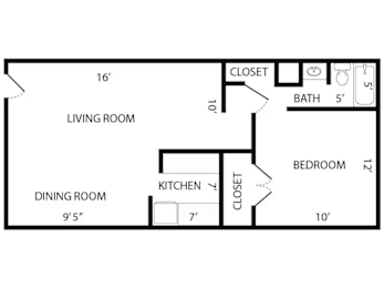 1 bed, 1 bath, 600 sqft, $1,050