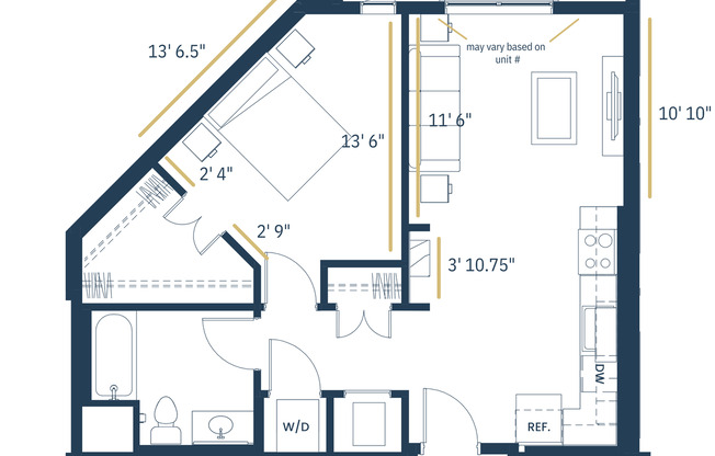 1 bed, 1 bath, 702 sqft, $1,799, Unit 336