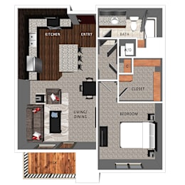 1 bed, 1 bath, 724 sqft, $1,095